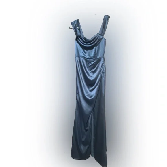 Lulus dark green/blue satin formal dress - Picture 6 of 6